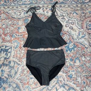 Albion Midnight Dash Tied Up Tankini Top + Bottoms SZ S EUC
